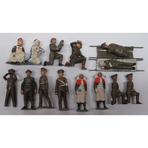 408 - W. Britain, Britains and other military figures incl. nurses (4) stretchers (2) bearers (2) casualty... 