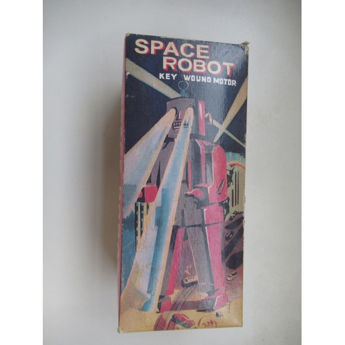 410 - 1950's Japanese Yoshiya original Sparky robot1960's H20cm, in non original later box