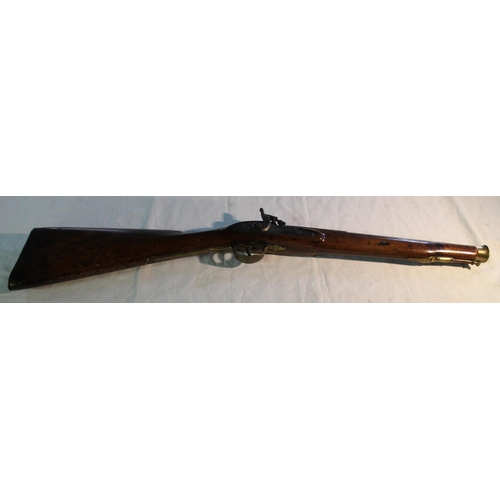 1363 - Late C19th unnamed percussion blunderbuss with original ramrod, barrel L40cm overall L81cm