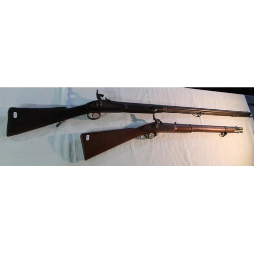 1365 - Late C18th percussion musket with original ramrod and sling loops, barrel L92cm overall L134cm (A/F)... 