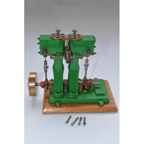 88A - Built up Stuart Models D10 steam powered stationary engine, all metal construction in glass and wood... 