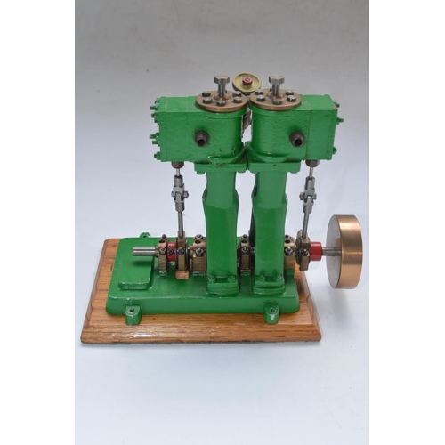 88A - Built up Stuart Models D10 steam powered stationary engine, all metal construction in glass and wood... 