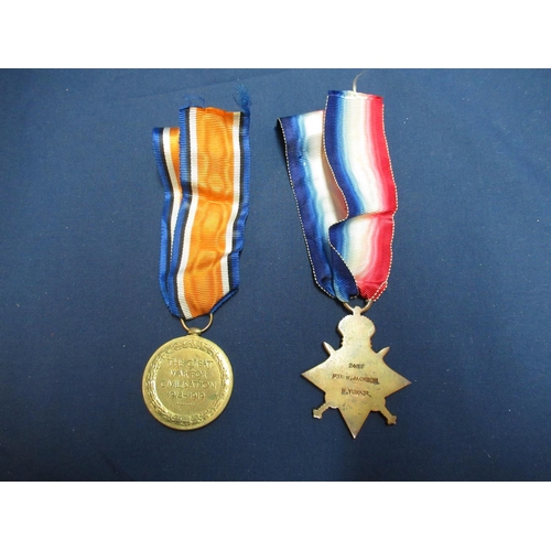 872 - WWI Victory medal and 1914 - 15 Star awarded to 2487 Pte. W. Jackson West Yorkshire Regiment