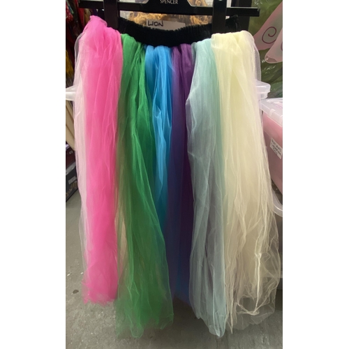 265 - Large quantity of teen/women's fairy pantomime outfits including green/yellow fairy dresses, tutus, ... 