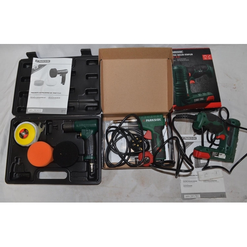 1181 - Collection of boxed Parkside tools to incl.  digital soldering station, soldering gun with solder fe... 