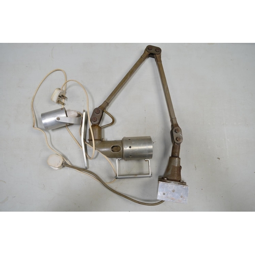 1171 - Vintage Mek-Elek anglepoise lamp with adapted table edge base and added narrow shade with position h... 