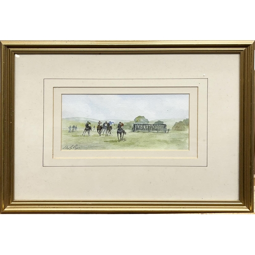 632 - Digby Page (British b.1945); Point to Point Racing in a landscape, watercolour, signed, inscribed ve... 