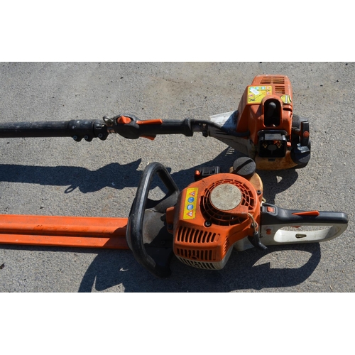 1125 - Stihl petrol powered pole pruner and a Stihl petrol powered hedge trimmer, both A/F, missing some co... 