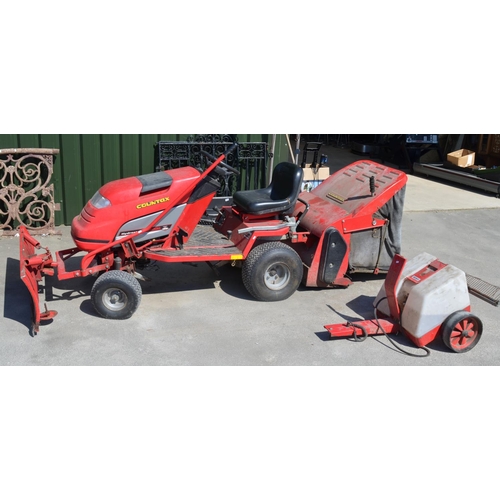 1106 - Countax C600H Hydrostatic ride on mower with front shovel, grass and leaf collector with roller and ... 