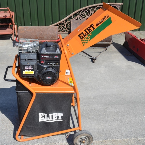 1108 - Eliet Maestro petrol powered shredder with Briggs & Stratton Intek206 5.5HP OHV engine. Tested and i... 