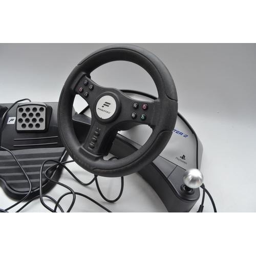 460 - Boxed Speedster 2 steering wheel and pedal set by Fanatec, suitable for Playstation, PS2 and PS One ... 