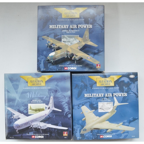 465 - Three Corgi 1/144 diecast aircraft models to include AA31602 HP Victor Lusty Linda, limited edition ... 