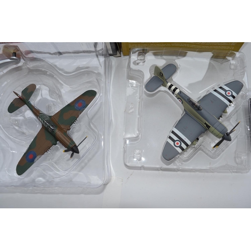 470 - Collection of 1/72 scale diecast WW2 British fighters to include AA36802 Lysander, Palestine 1940 (m... 