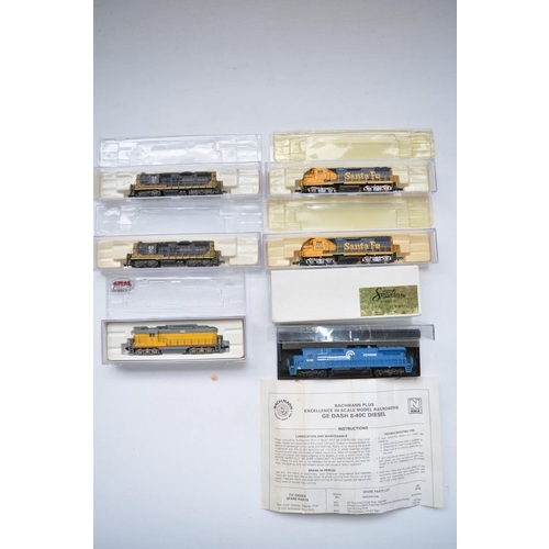 484 - Six boxed N gauge American diesel train models to include Bachmann Spectrum GE Dash 8-40C, Atlas Mod... 