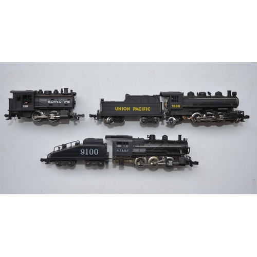 486 - Three boxed N gauge American steam locomotives to include Bachmann Prairie 2-6-2 Union Pacific with ... 