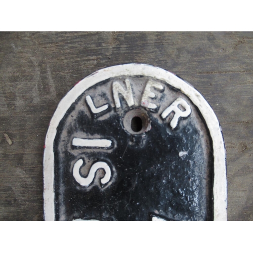 523 - LNER railway cast metal 'Shut and Fasten Gate' warning sign No.090,  L100cm