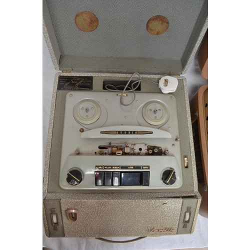 Two vintage reel to reel tape recorders, a Brenell Three Star and