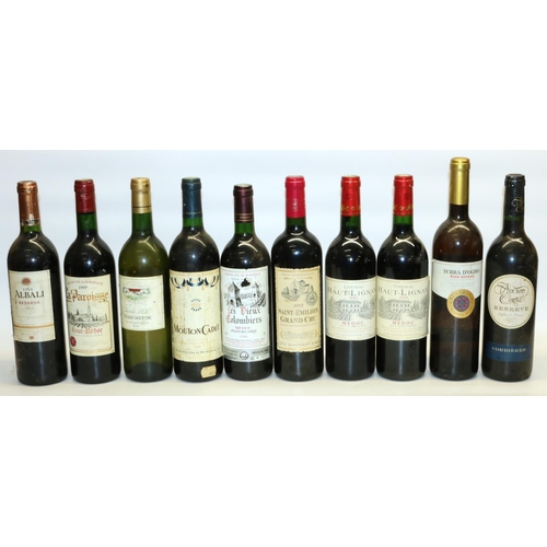 140 - Two Chateau Haut-Lignan 2000 Medoc 75cl, and Mouton Cadet 1997 75cl and seven other bottles of red w... 