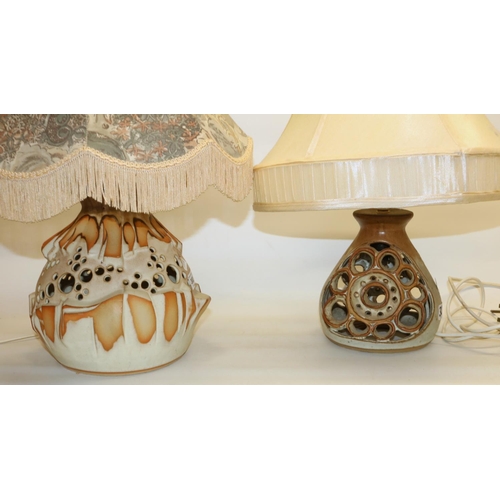 302 - Shelf Pottery table lamps c1970s, H30cm max. inc. fitting (2)