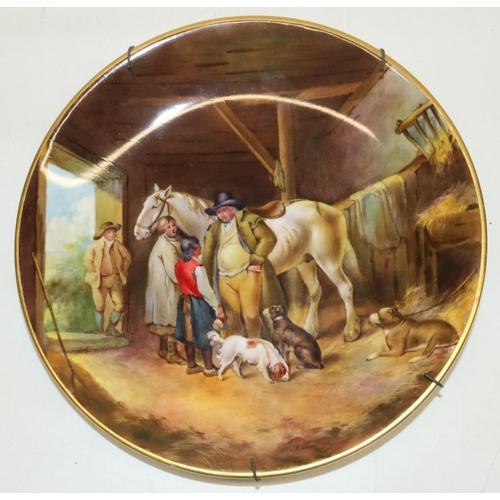 392 - Royal Worcester cabinet plate, hand-painted with a country stable scene by Edward Townsend, D23cm