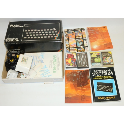 399 - Sinclair ZX Spectrum personal computer system, boxed, joystick, manuals and games