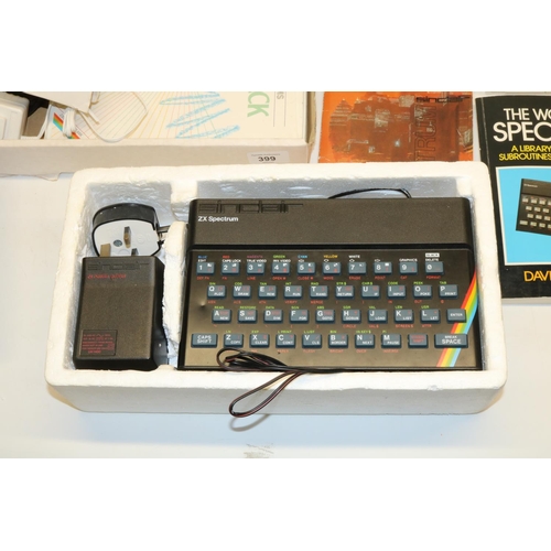 399 - Sinclair ZX Spectrum personal computer system, boxed, joystick, manuals and games