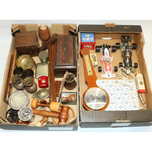 401 - Weathermaster barometer, turned wood items including a gavel, boxed Matchbox 75 Series 54 Personnel ... 