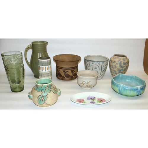 406 - Studio pottery planters and vases predominantly Michael & Wendy Salt of Aislaby Pottery, Langley Pot... 