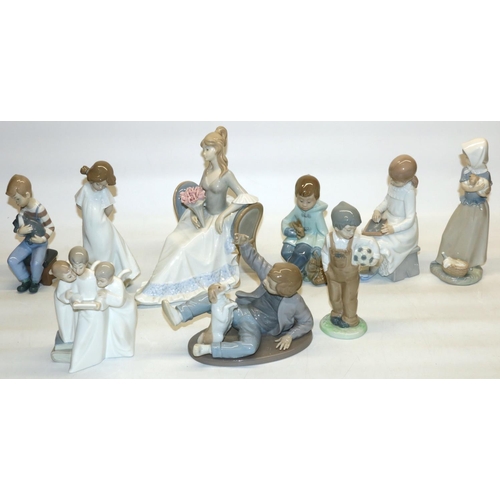 409 - Collection of Nao and similar Spanish figures, some A/F, max. H31cm (12)