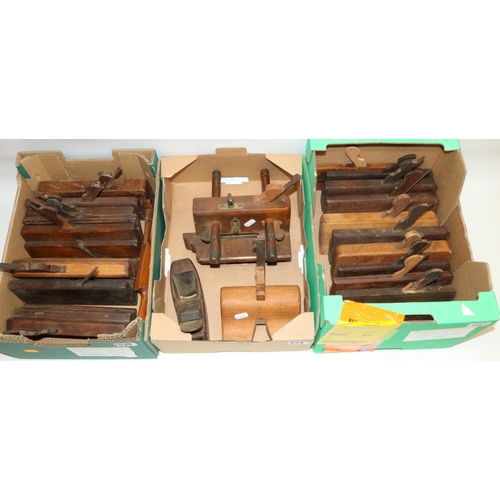 444 - Large collection of woodworking tools, predominantly moulding planes, a sash fillister plane, and tw... 