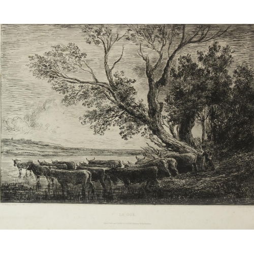 914 - Charles-Francois Daubigny (French, 1817-1878); Le Gue, monochrome etching No.201, Sarazin Paris, Cad... 