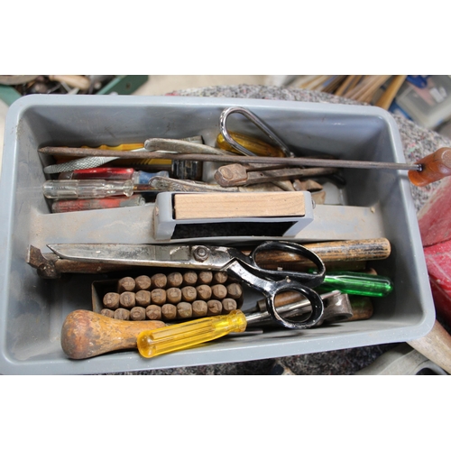 1052 - Collection of tools including locks, scissors, hammers, saws, engineers precision square workshop li... 