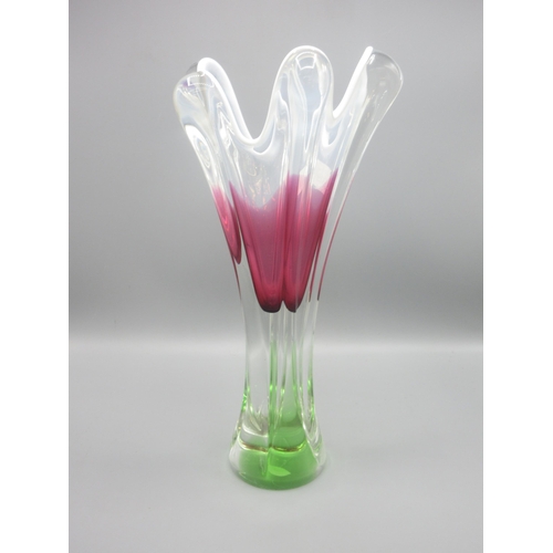 329 - Continental glass flower vase, H37cm