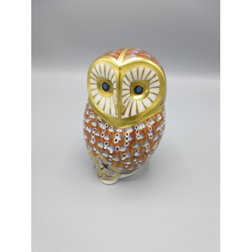 341 - Royal Crown Derby owl paperweight, gold stopper, H approx. 10.5cm