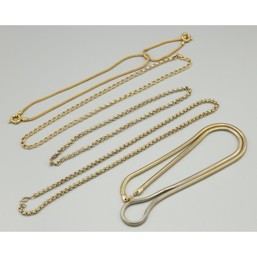 377 - Five gold plated necklaces