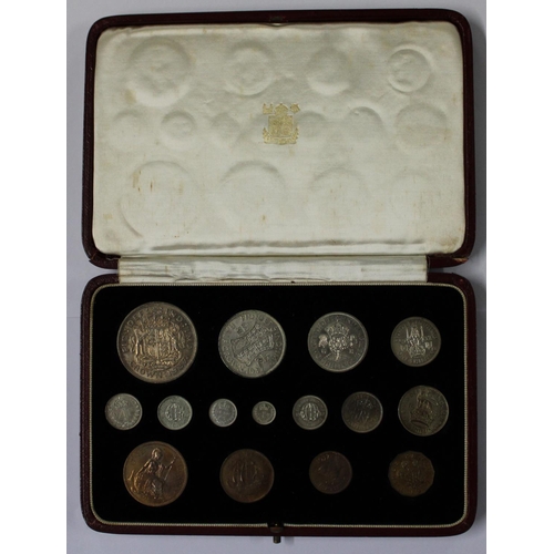 757 - Geo.VI 1937 specimen coin set in original case, 15 coins from Crown to Farthing, including Maundy co... 