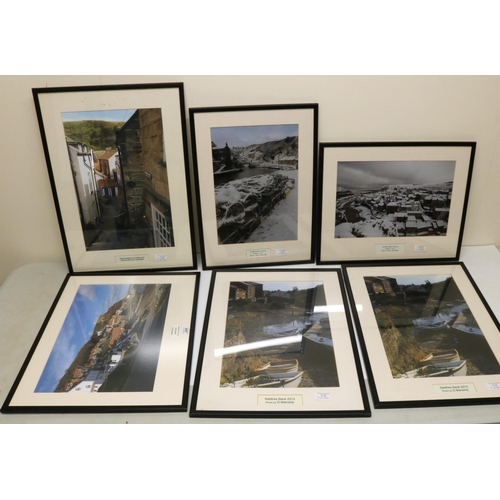 608 - After Dave Manship (British Contemporary); Five framed and mounted photographs of Staithes Beck and ... 