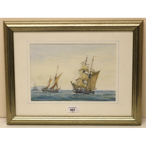 621 - Vincent Neave (British C20th); 'Reducing Sail in Kingroad' pencil and watercolour, signed, 18cm x 27... 