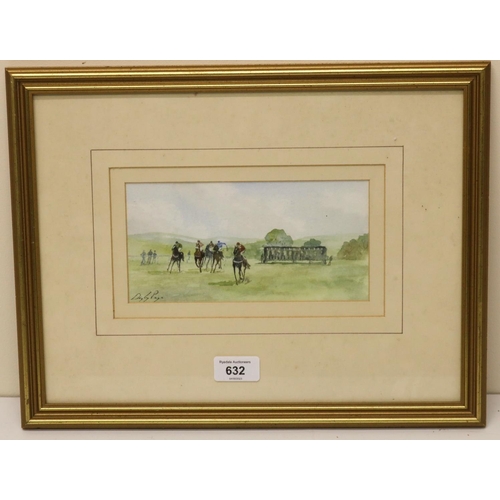 632 - Digby Page (British b.1945); Point to Point Racing in a landscape, watercolour, signed, inscribed ve... 