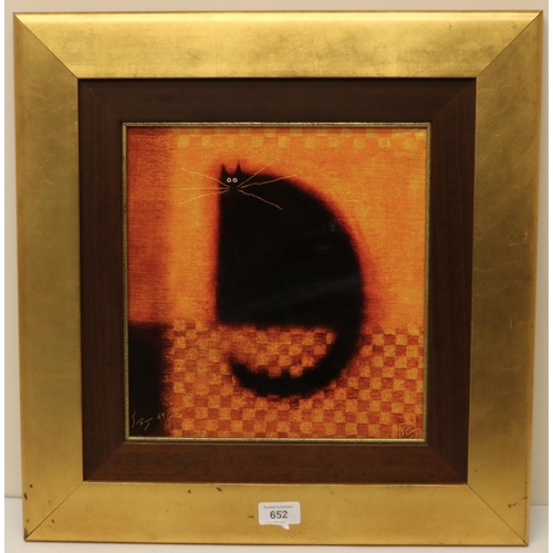 652 - Govinder Nazran (Contemporary); 'The Yellow Room' study of a cat, ltd.ed print no. 69/195,  28cm x27... 