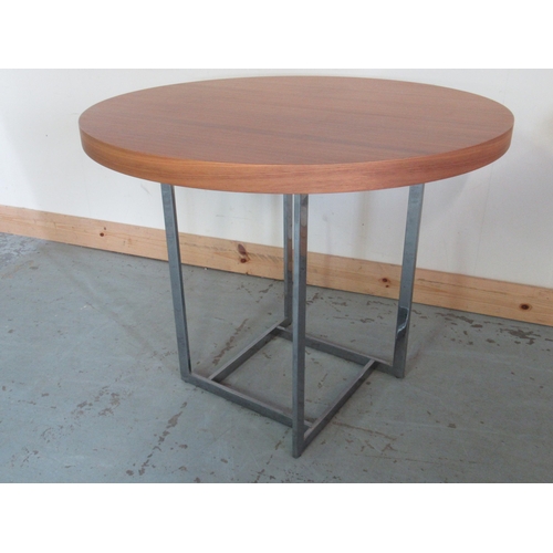 674 - Pair of Porada circular coffee tables, on openwork chrome bases, D70cm H58cm (2)