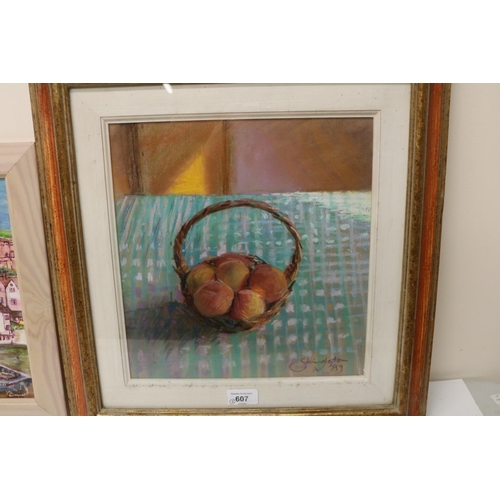 607 - Anne Shingleton (British Contemporary); 'Morning Fruit Basket' pastel, signed and dated 89, with gal... 