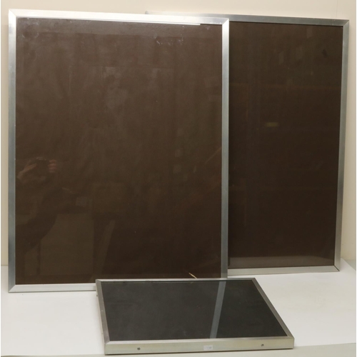 660 - Pair of aluminium picture frames, 60cm x 75cm and another smaller, 34cm x 41cm (3)