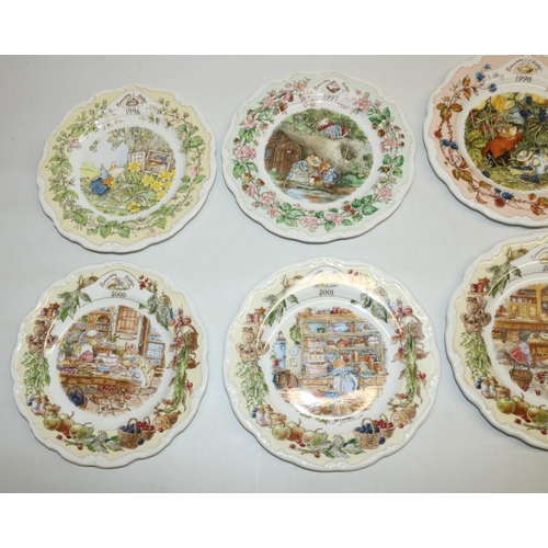 735 - Royal Doulton Brambly Hedge year plates: 1996-2003. all D21cm (8)