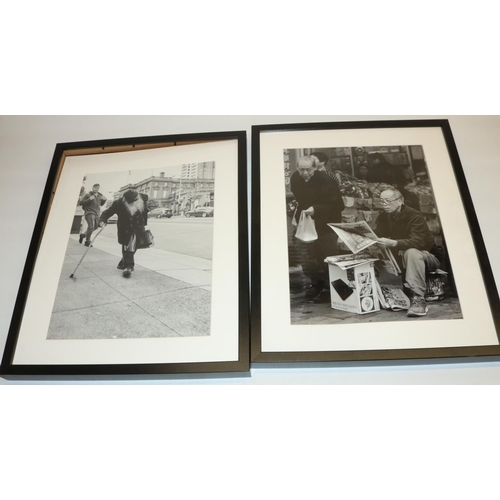 768 - Modern black and white photographic prints in black frames max. 52.5 x 42.5cm, and an unframed canva... 