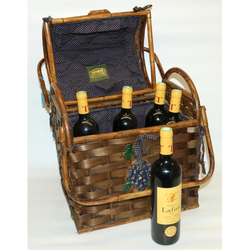 143 - Five bottles of Chateau Lafon 2009 Listrac-Medoc 750ml in wine basket