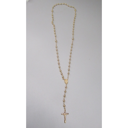 203 - 14ct yellow gold rosary bead style necklace, stamped 585, 8.0g