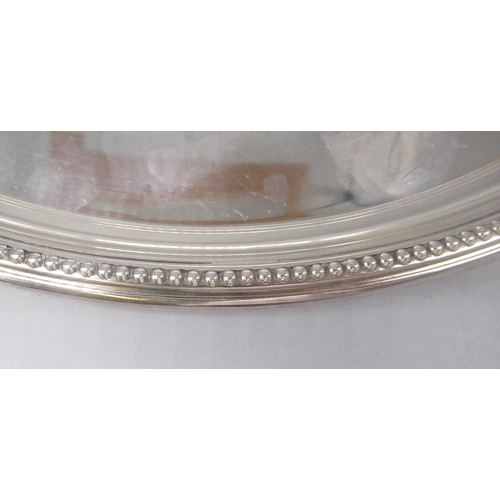 224 - ER.II hallmarked Sterling silver circular tray with beaded border, by Barker Ellis Silver Co., Birmi... 