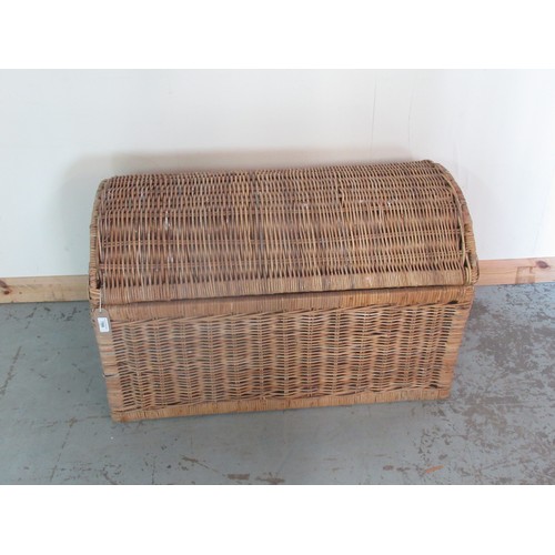 786 - Large wicker domed top laundry basket, W91 D51 H56cm