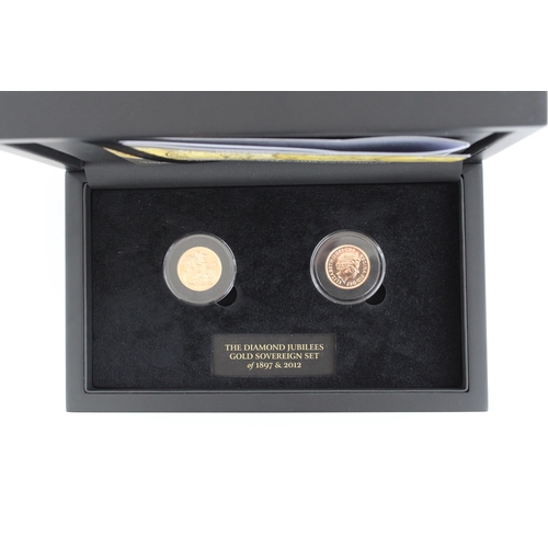 232 - Diamond Jubilees Gold Sovereign Set of 1897 and 2012, consisting of 1897 Victoria gold sovereign and... 